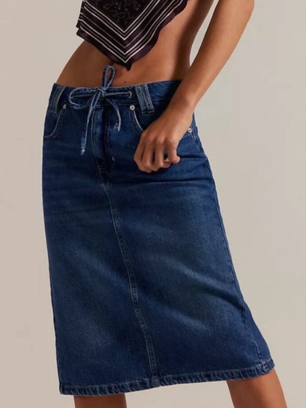 NWT Free People We The Free Stella Denim Column Midi Jean Skirt